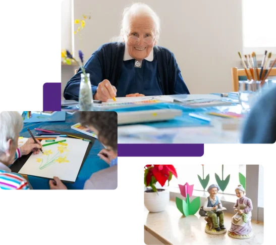 Fotocollage mit kreativen Freizeitbeschäftigungen wie Malen